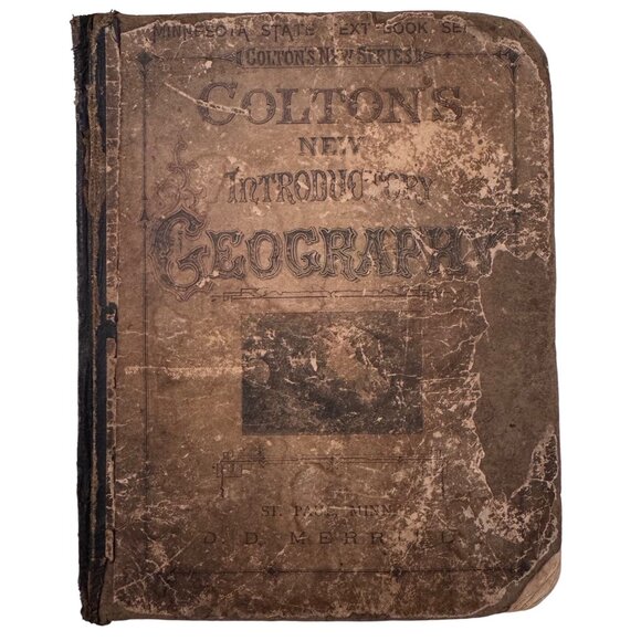 Colton's New Introductory Geography 1875 Hardback Book D. D. Merrill Damage READ - Picture 5 of 16